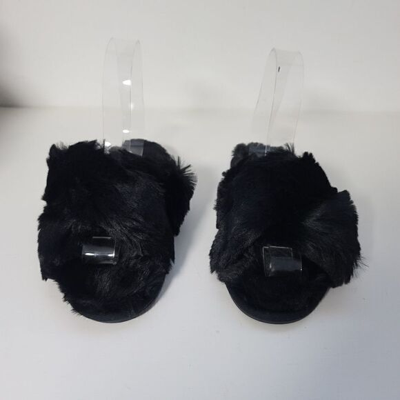 FamiPort Fuzzy Fur Cross-Band Cushioned Non-Slip indoor/outdoor slippers - Picture 13 of 14